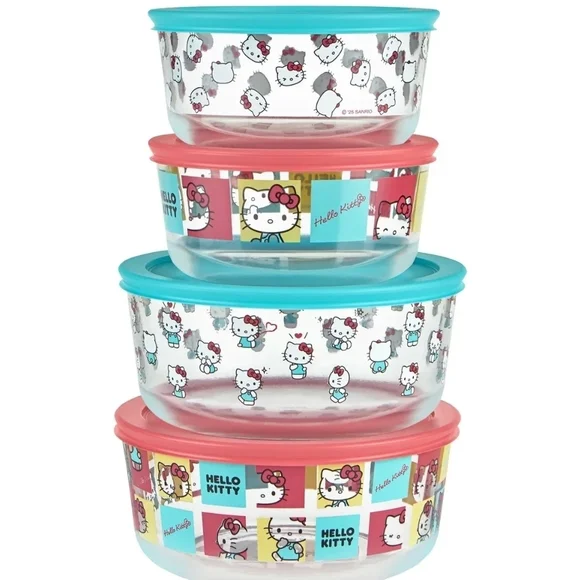 Hello Kitty Pyrex 8-Piece Storage Set - Picture 2 of 9